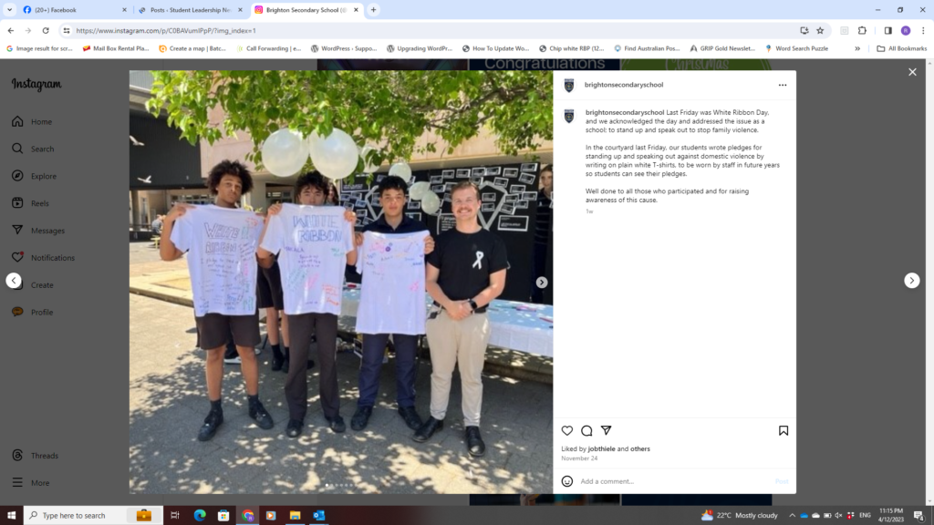 White Ribbon Day at Brighton Secondary